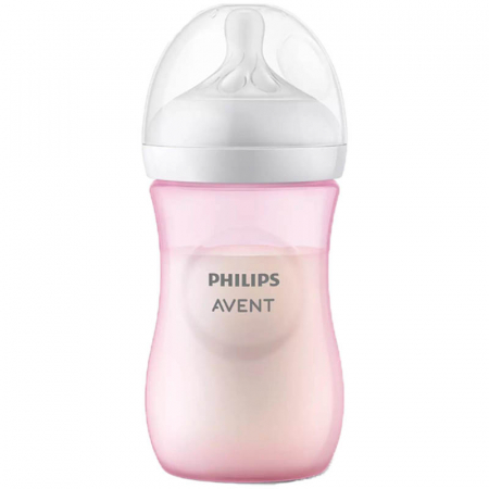Biberoane si tetine - Biberon cu tetina din silicon 260 ml Philips Natural Response SCY903/11, Roz