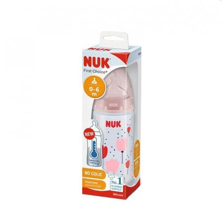 Biberon cu tetina din silicon 300 ml Nuk First Choice 74192, Roz 0-6 luni [3]
