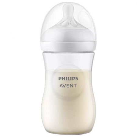 Biberoane si tetine - Biberon cu tetina din silicon 260 ml Philips Natural Response SCY903/01, Transparent