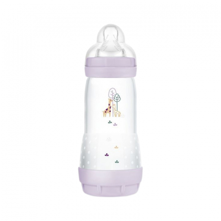 Biberoane si tetine - Biberon cu tetina din silicon, 320 ml MAM Perfect Start Anti-Colic, 851209, Mov