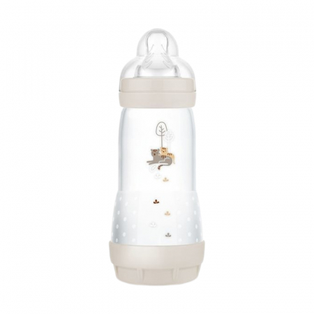 Biberoane si tetine - Biberon cu tetina din silicon, 320 ml MAM Perfect Start Anti-Colic, 851216, Crem