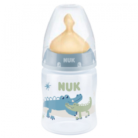 Biberoane si tetine - Biberon din polipropilena cu tetina din latex si tetina din silicon 150 ml Nuk First Choice+ 743875-A, Albastru