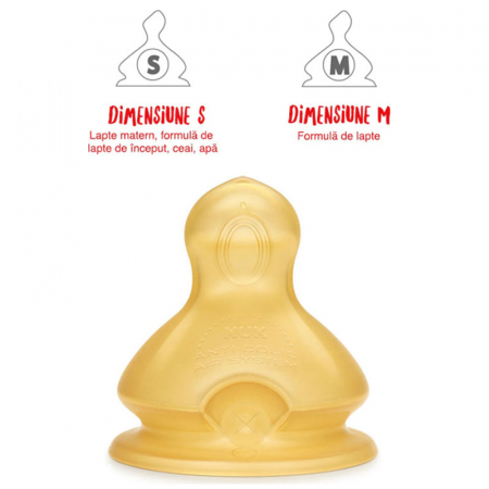 Biberon din sticla cu tetina din latex si tetina din silicon 240 ml Nuk First Choice+ B745097, Galben [2]