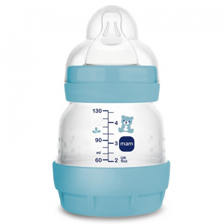 Biberoane si tetine - Biberon din polipropilena cu tetina din silicon 130 ml MAM Anti-Colic 1070-0, Albastru