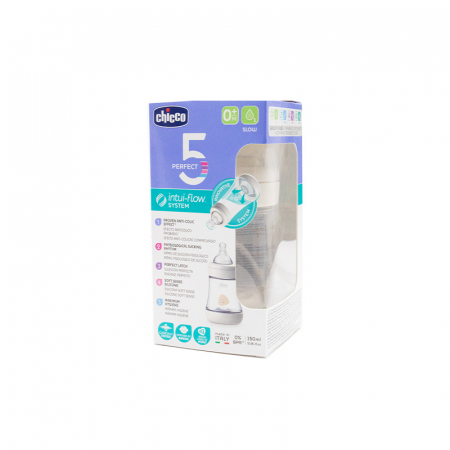 Biberon din polipropilena cu tetina din silicon 150 ml 0 luni+ Chicco Perfect 5 Intui-flow 121953C [1]
