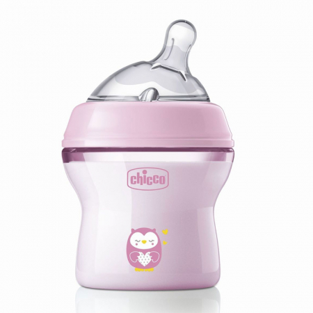 Biberoane si tetine - Biberon din polipropilena cu tetina din silicon 150 ml Chicco Natural Feeling 153619R, Roz