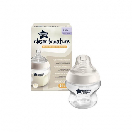 Biberon din polipropilena cu tetina din silicon 150 ml, Tommee Tippee 224002, Alb [1]