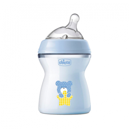 Biberoane si tetine - Biberon din polipropilena cu tetina din silicon 250 ml Chicco Natural Feeling 153640, Albastru