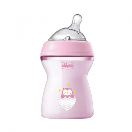 Biberoane si tetine - Biberon din polipropilena cu tetina din silicon 250 ml Chicco Natural Feeling 153671B, Roz