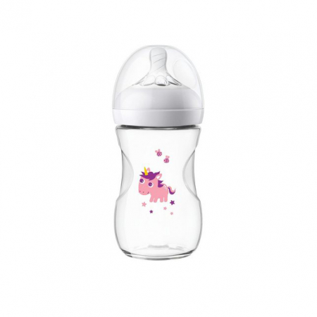 Biberon din polipropilena cu tetina din silicon 260 ml 1+ luni Philips Avent Natural SCF070/25 [0]