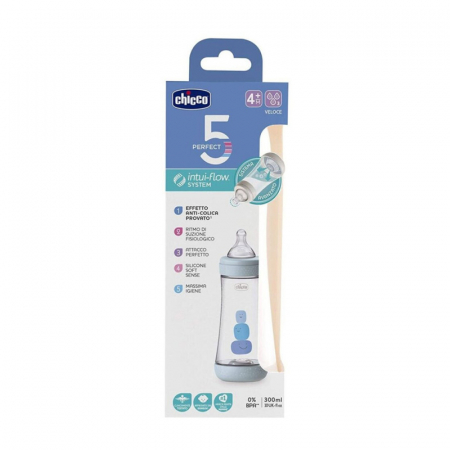 Biberon din polipropilena cu tetina din silicon 300 ml 4+ luni Chicco Perfect 5 Intui-flow 1938A [3]