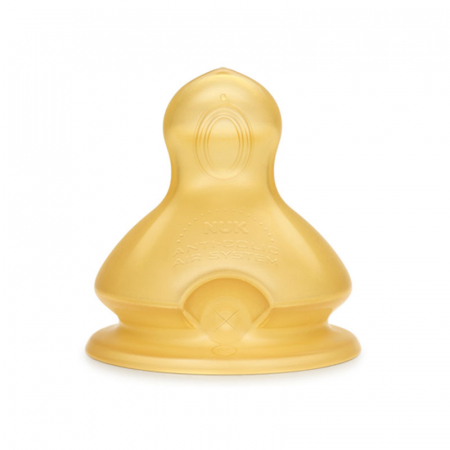 Biberon din sticla cu tetina din latex si tetina din silicon 240 ml Nuk First Choice+ B745097, Galben [1]