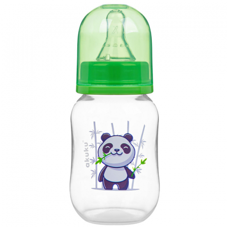 Biberoane si tetine - Biberon din polipropilena cu tetina din silicon 125 ml Akuku Feeding Bottle EN14350, Verde