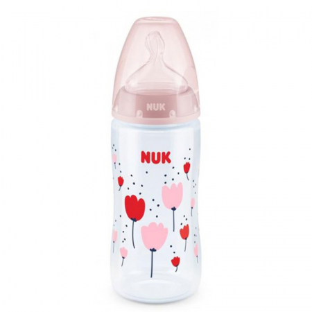 Biberoane si tetine - Biberon din polipropilena cu tetina din silicon 300 ml Nuk First Choice+ 216248, Roz