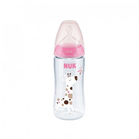 Biberoane si tetine - Biberon din polipropilena cu tetina din silicon 300 ml Y Nuk First Choice+ 741103, Roz