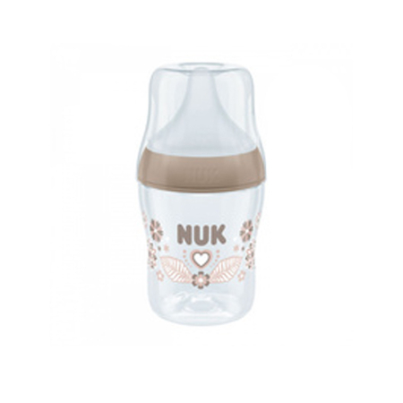Biberoane si tetine - Biberon din polipropilena, cu tetina din silicon anticolici si senzor de temperatura, 150 ml Nuk Perfect Match Heart, 435907-2, Alb