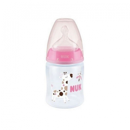 Biberoane si tetine - Biberon din polipropilena cu tetina din latex, cu indicator de temperatura 360 ml Nuk First Choice+ BB216248, Roz
