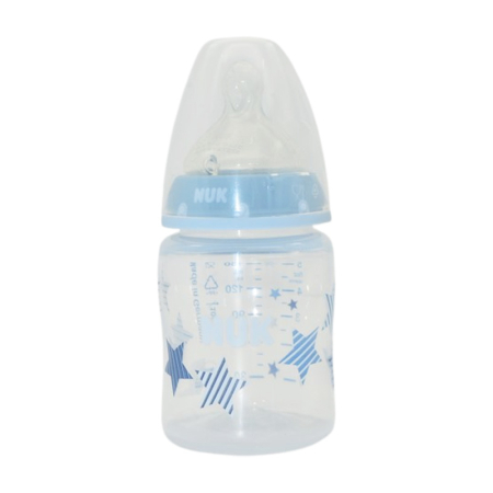 Biberoane si tetine - Biberon din polipropilena, cu tetina din silicon M, 150 ml, Nuk First Choice 225125BA2, Albastru
