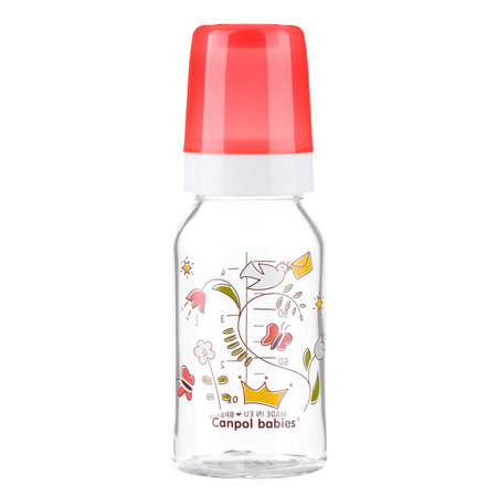 Biberoane si tetine - Biberon din sticla cu tetina din silicon 120 ml 3+ luni Canpol Babies 42/202
