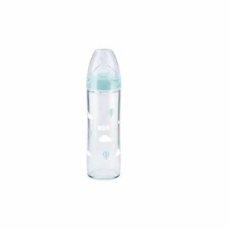 Biberoane si tetine - Biberon din sticla cu tetina din silicon 240 ml 0-6 luni Nuk First Choice 745080AL