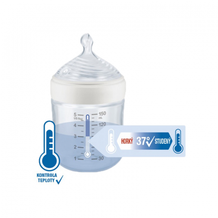 Biberon din polipropilena cu indicator de temperatura si tetina din silicon S 150 ml Nuk For Nature 10743076, Verde [2]