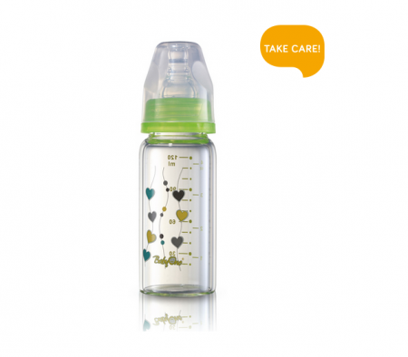 Biberoane si tetine - Biberon din sticla cu tetina din silicon BabyOno 120ml 0 luni+ 1339-V