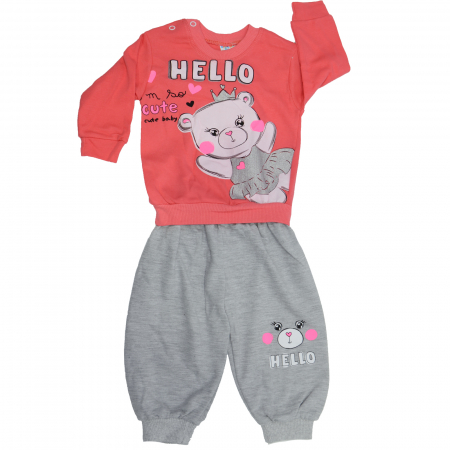 Compleuri  fete maneca lunga - Compleu 2 piese pentru fete Mini Junior BLK-2-80, Coral