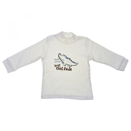 Bluze cu maneci lungi - Bluza cu guler, pentru baieti, Mini Junior 7313A, Alb