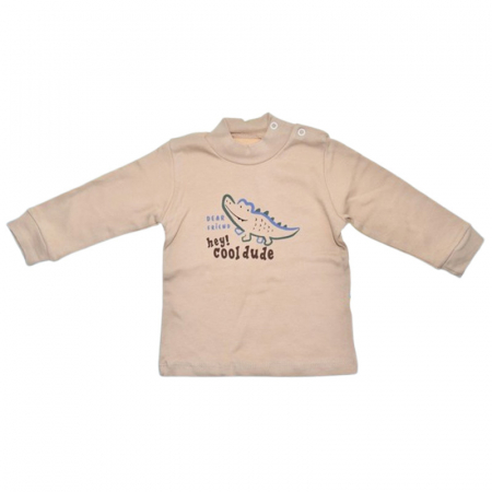 Bluze cu maneci lungi - Bluza cu guler, pentru baieti, Mini Junior 7313B, Bej
