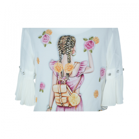 Bluza cu maneca 3/4 pentru fete Mini Junior 4819, Multicolor [2]