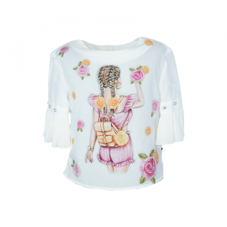 Bluze fete - Bluza cu maneca 3/4 pentru fete Mini Junior 4819, Multicolor