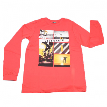 Bluze cu maneci lungi - Bluza cu maneca lunga pentru baieti Atut BL8810-152, Coral