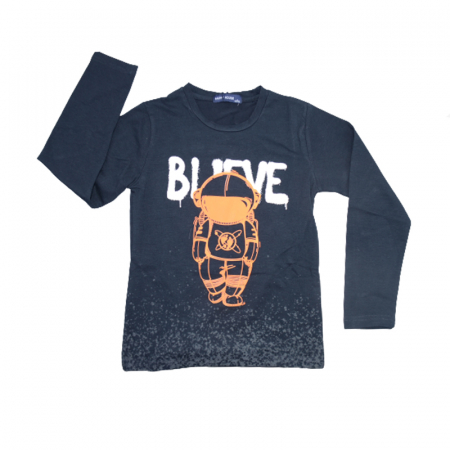 Bluze cu maneci lungi - Bluza cu maneca lunga pentru baieti Happy House HB-8911B, Bleumarin