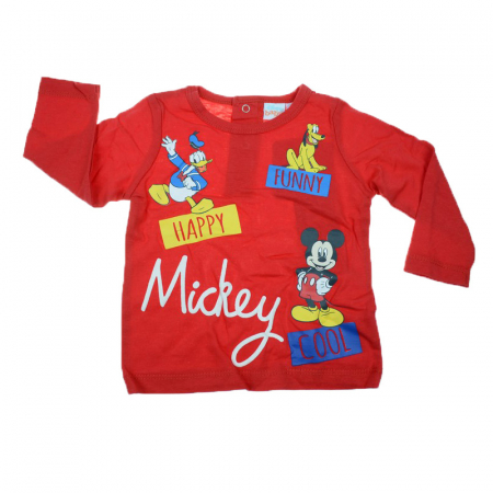 Bluze cu maneci lungi - Bluza cu maneca lunga pentru baieti Sun City Mickey Mouse ET0098R-92-cm, Rosu