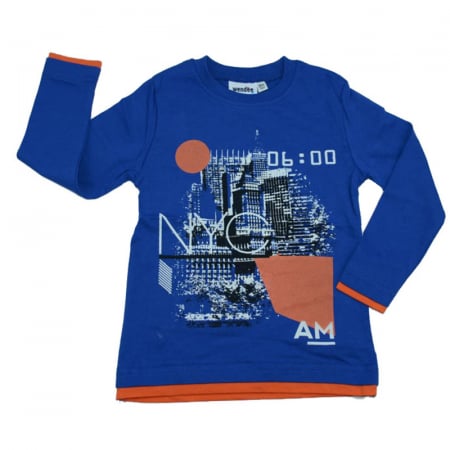 Bluze cu maneci lungi - Bluza cu maneca lunga pentru baieti Wendee OK101969-2AL-152, Albastru