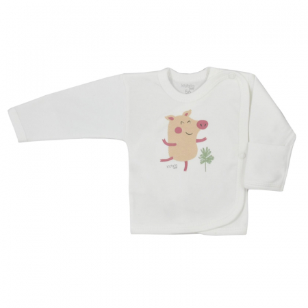 Bluze fete - Bluza cu maneca lunga pentru copii Koala Farma 08-165-56-cm, Alb