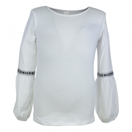 Bluze fete - Bluza cu maneca lunga pentru fete Atut 9685-134, Alb