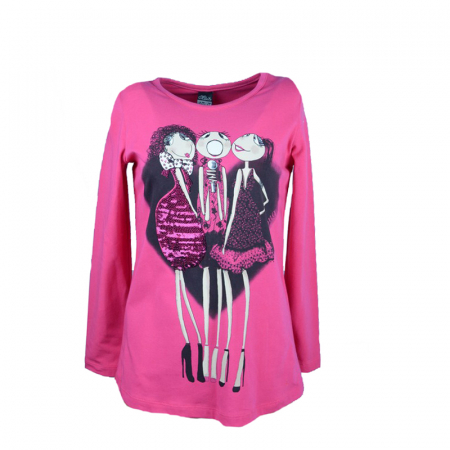 Bluze fete - Bluza cu maneca lunga pentru fete Atut 4555-128, Roz