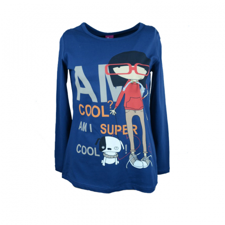 Bluze fete - Bluza cu maneca lunga pentru fete Atut A-4831-134, Bleumarin
