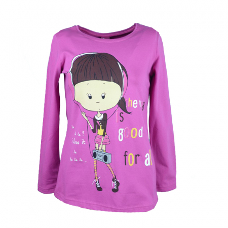 Bluze fete - Bluza cu maneca lunga pentru fete Atut A-4859-128, Roz