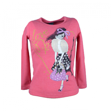 Bluze fete - Bluza cu maneca lunga pentru fete Atut A-5657-104, Coral