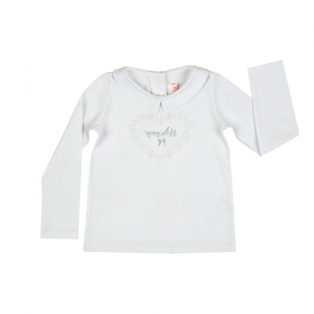 Bluze fete - Bluza cu maneca lunga pentru fete Atut A-7214A-80, Alb