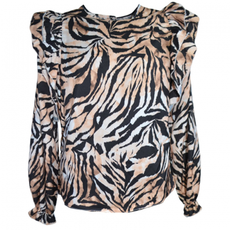 Bluze fete - Bluza eleganta animal print cu maneca lunga pentru fete Catherine 071123-15, Maro