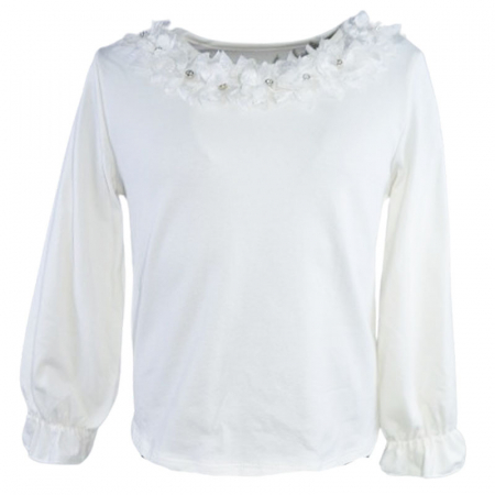 Bluze fete - Bluza cu maneca lunga pentru fete New Collection 3821, Crem