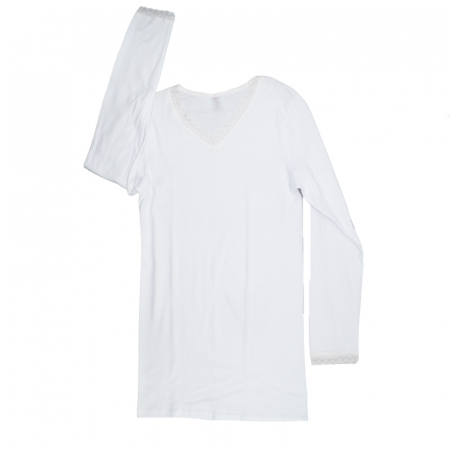 Bluze fete - Bluza cu maneca lunga pentru fete Sevim 011122, Alb