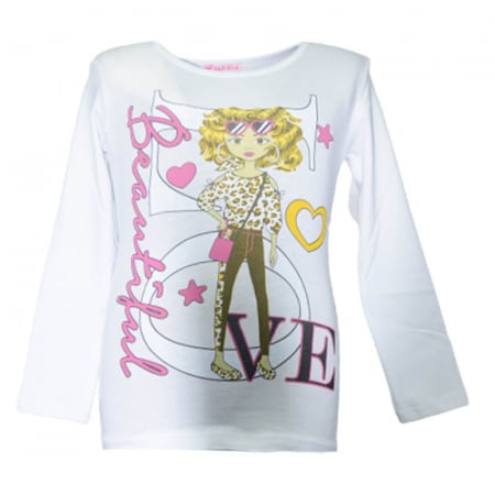Bluze fete - Bluza cu maneca lunga pentru fete OLC SVR 180323-3, Alb