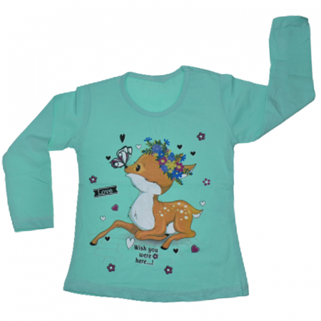 Bluze fete - Bluza cu maneca lunga pentru fete OLC SVR 2818, Turcoaz