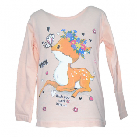 Bluze fete - Bluza cu maneca lunga pentru fete OLC SVR 180323-12, Coral
