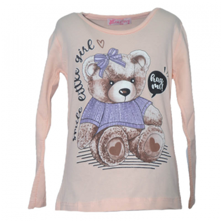 Bluze fete - Bluza cu maneca lunga pentru fete OLC SVR 180323-1, Coral