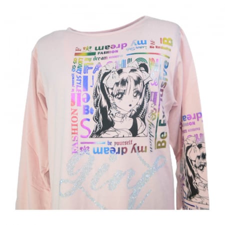 Bluza cu maneca lunga pentru fete OLC SVR 230323-10, Roz [1]